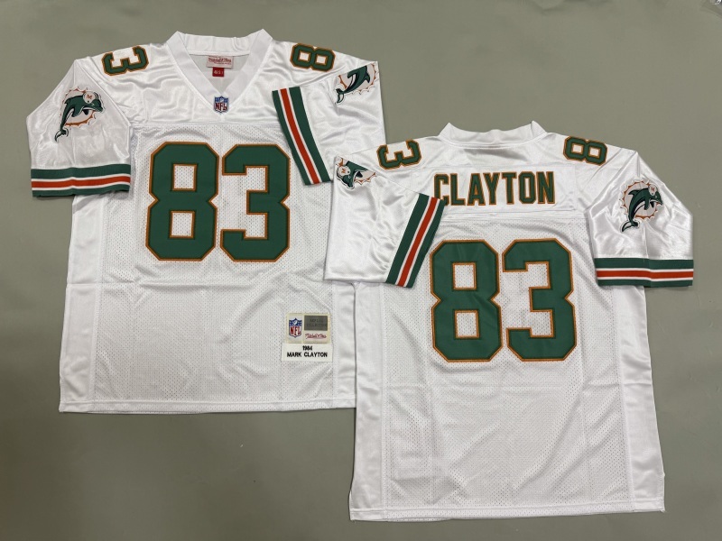 Men 2025 Miami Dolphins #83 Clayton white Throwback Limited NFL Jersey style 002